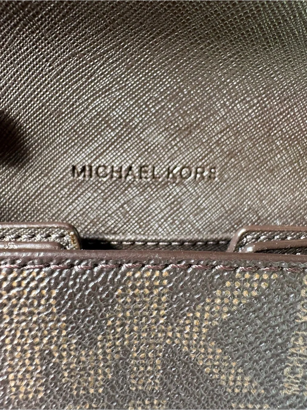 Michael Kors Signature MK Wallet on Chain Envelope Crossbody/Clutch Brown Gold